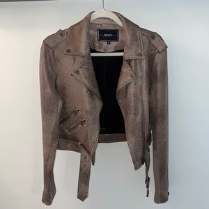 Faux leather Moro jacket- taupe color cropped